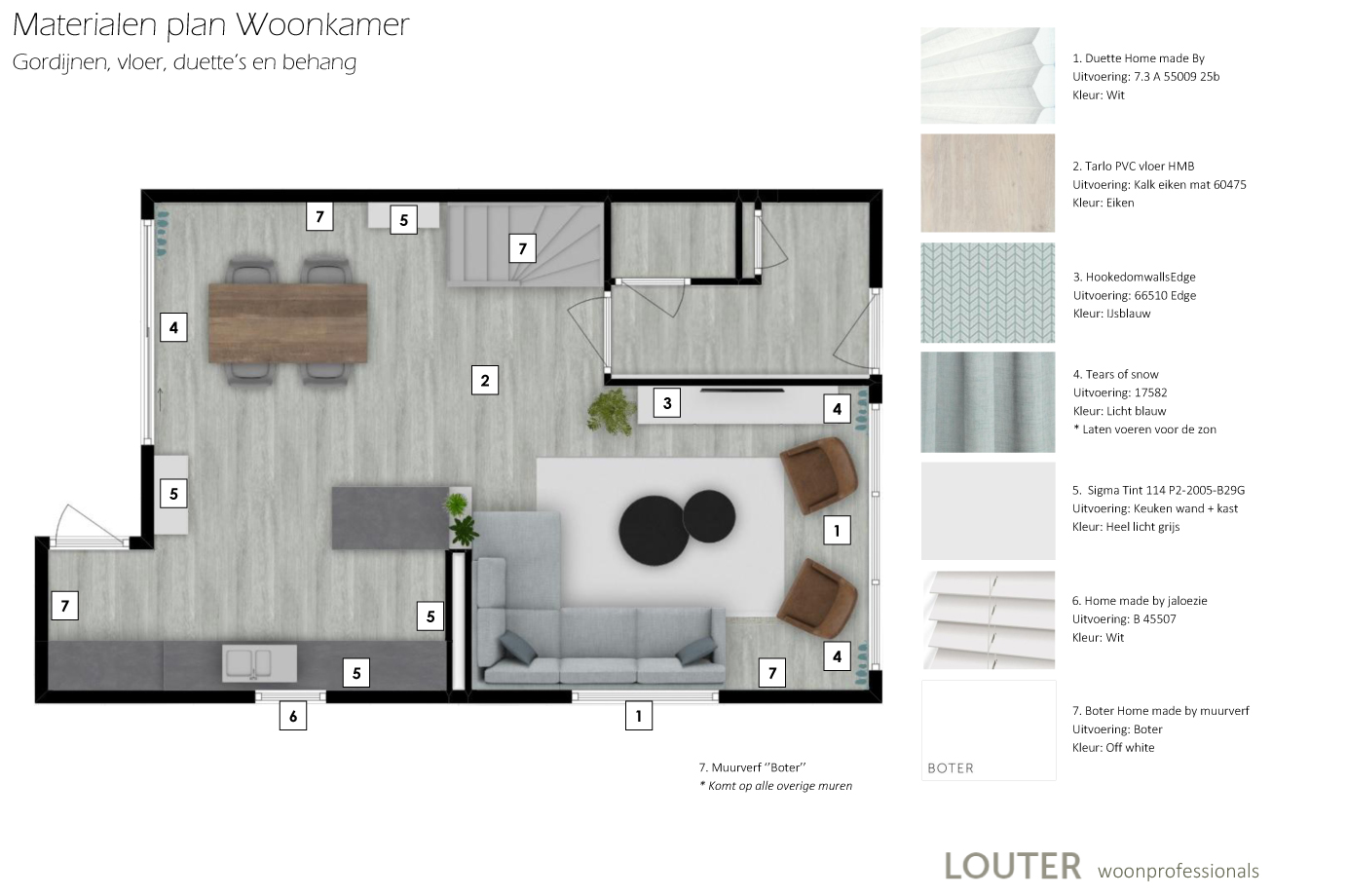 Project hoekwoning Louter Schoorl materialenplan